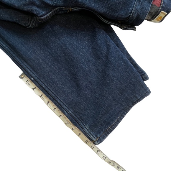Carhartt Original Straight Fit Red Flannel Lines Jeans Blue Size 16 Short - Picture 13 of 13